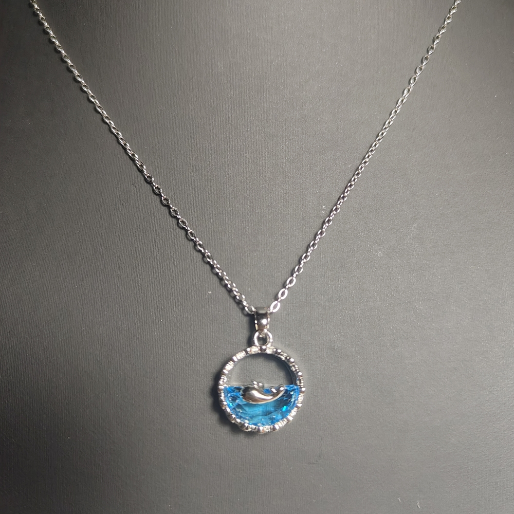 Silver and Blue Wave Necklace